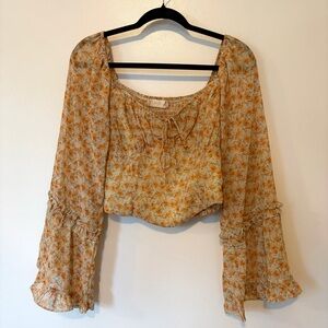 Altar'd State Floral Blouse with Bell Sleeves